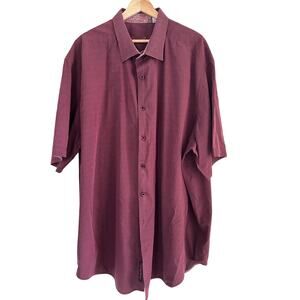 Robert Graham Maroon Flip Cuff Short Sleeve Button Up Shirt Size 3XL